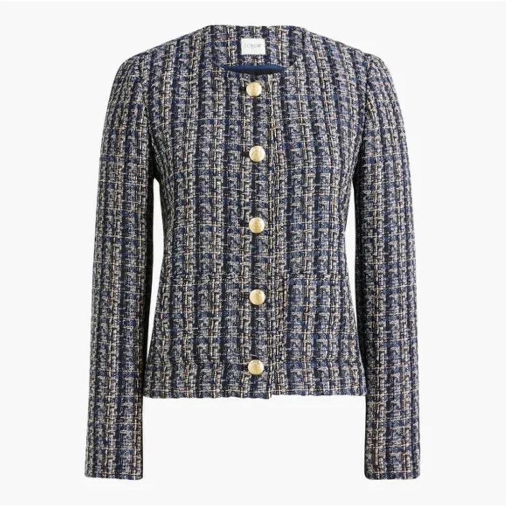 J. Crew Tweed Lady Jacket Blazer Women's 4 Long Sleeve Button Front BS926 NWT